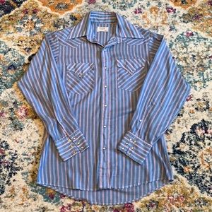 Vintage Striped Snap Button Western Shirt